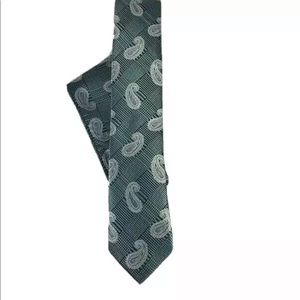 St. Patrick Men's Skinny Tie Hanky Green Gray Paisley Plaids Microfiber 2-Pieces